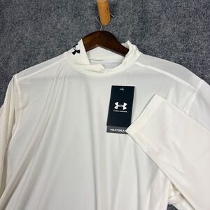 Under Armour HeatGear Compression Shirt Mens 2XL White Mock Neck Long Sleeve New